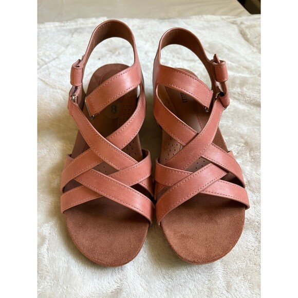 NEW Cobb Hill Helin Dusty Rose Strappy Leather Wedge Sandal, Size 8 - Picture 3 of 7